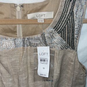 🌟NWT🌟Loft Dress. Linen. Full Cotton Lining. Sleeveless. Sz 10.